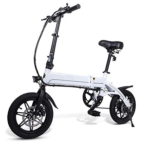 Bici elettriches : Pieghevole Bici Elettrica, Multi-Funzione di Ricarica USB Interface Bicicletta Elettrica Studente di Mini Alluminio Portatile Casual Motorino Elettrico, 50-75Km, Bianca