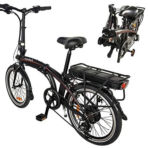 Bici elettriches : Pieghevole Bicicletta elettrica Nero per Adulti, In Lega di alluminio Ebikes Biciclette all Terrain Autonomia 45-55km velocit Massima 25 km / h Motore 250W Grande Schermo LCD