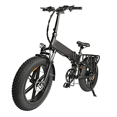 Bici elettriches : Pieghevole Biciclette elettriche for Adulti 75 0W 48V 12.8. AH 20 * 4.0 Bicicletta elettrica for Pneumatici Grassi 45km / h Potente Montagna Ebike Snow / 8 velocità (Colore : Nero)