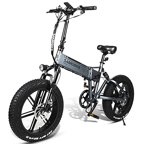 Bici elettriches : Pieghevole Bike Ebike Bici elettrica per Adulti 20"Pneumatico Grasso Moto Elettrico Moto Mountain Dirt Bike Bicycle 48V 500W Motore LCD Miserometro a Motore con USB, Argento