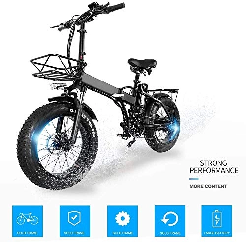 Bici elettriches : PLYY Elettrico Neve Bicicletta 20inch 48v * 15Ah Litio Pieghevole Bicicletta Elettrica 500W Rotella Posteriore Motore Grasso Ebike velocit Massima 42 Kmh Certificazione Display LCD Mountain Bike