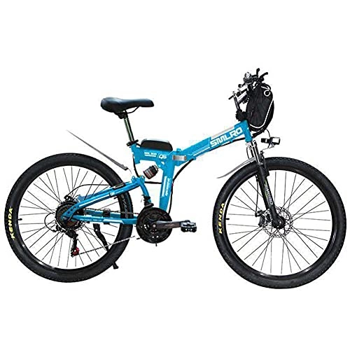 Bici elettriches : QININQ Bici elettrica Pieghevole per Adulti, Bicicletta elettrica da 24" con Motore da 350 W, Batteria da 48 V 8 Ah, Trasmissione Professionale a 21 velocità
