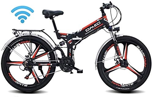 Bici elettriches : Qinmo Bicicletta elettrica, che piega bici elettrica Montagna-bici for adulti, 48V 10AH E-MTB Pedal Assist Commute Bike 90KM durata della batteria, il GPS di posizionamento, 21-livello Maiusc Assisted