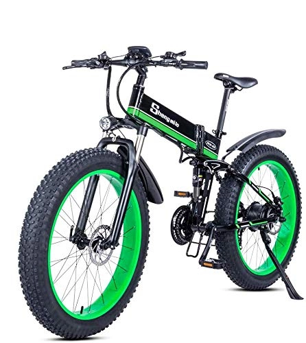 Bici elettriches : QLHQWE 1000W Bicicletta elettrica, Folding Mountain Bike, Fat Tire Ebike, 48V 12.8AH