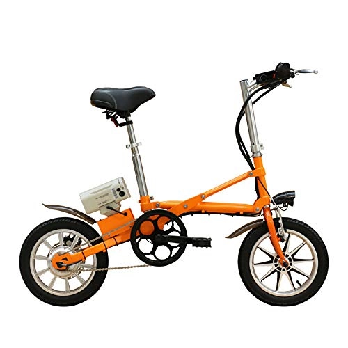 Bici elettriches : QLHQWE 36V250W 14 Pollici Bicicletta Pieghevole Elettrico con Batteria al Litio ebike Motore brushless, Arancia