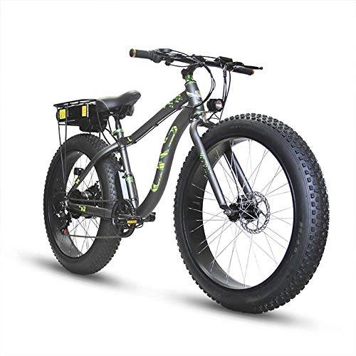 Bici elettriches : Qnlly Pieghevole Elettrico Cruiser Bicicletta 350 / 500W 48V 8AH Batteria Li-Battery Fat Bike Bike Mountain Beach Snow Ebike Full Suspension 7 Speed 26 * 4.0 Fat Tire, 48V1500W