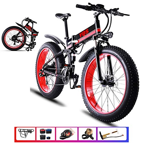 Bici elettriches : Qnlly Snow Mountain Bike 1000W 40KM Ebike Electric Bike e Bike 48V Bicicletta elettrica, Rosso