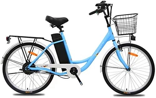 Bici elettriches : RDJM Bciclette Elettriche, Adulti Città Bicicletta elettrica, 250W Brushless Motor 24 Pollici Viaggi E-Bike 36V 10.4AH Batteria Rimovibile con Sedile Posteriore Unisex (Color : Blue)