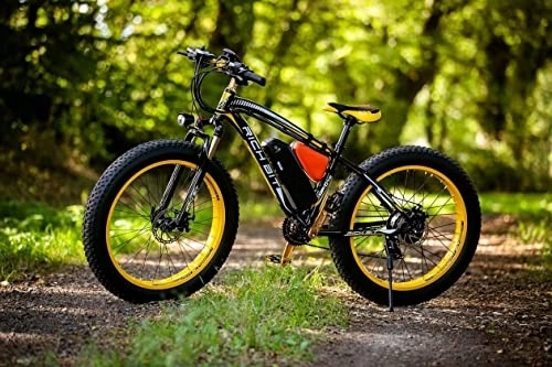 Bici elettriches : RICH BIT Bici elettrica da 26 pollici, Ebike grassa con batteria agli ioni di litio 48V 17Ah, Mountain bike elettrica per adulti (giallo)