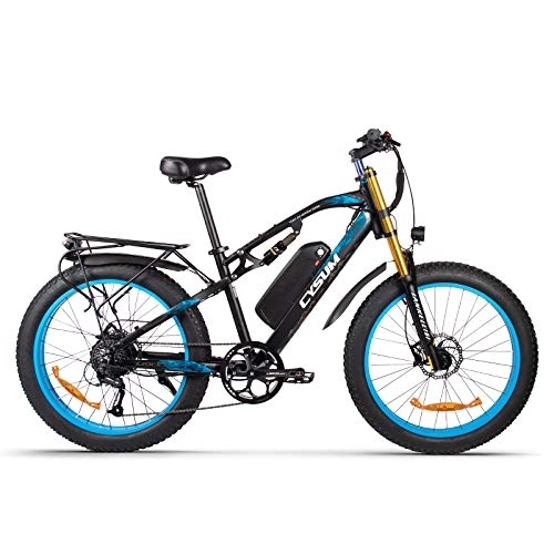 Bici elettriches : RICH BIT M900 Bicicletta elettrica per adulti 48V 17AH Mountain Bike 26 * 4 pollici Fat Tire Bikes 9 velocità Ebikes (blu)
