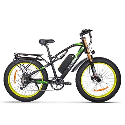 Bici elettriches : RICH BIT M900 Bicicletta elettrica per adulti 48V 17AH Mountain Bike 26 * 4 pollici Fat Tire Bikes 9 velocità Ebikes (giallo)