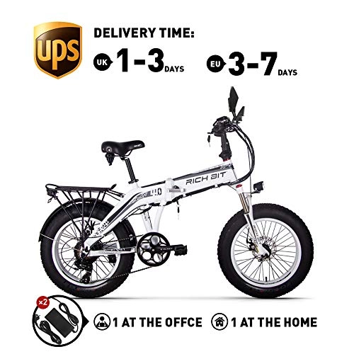 Bici elettriches : Rich Bit RT022 / RT016 Bicicletta elettrica LG Li-Batteria Fat E-Bike 48V 1000W / 500W Motore Senza spazzole Freno a Disco Meccanico Mountain Bike (RT016 White)