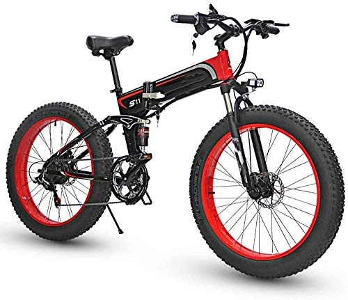 Bici elettriches : RVTYR Sospensione Full Frame 26inch Bici di Montagna elettrica Rimovibile Grande capacità della Batteria agli ioni di Litio, modalità di Funzionamento 7 Speed ​​Gear Tre, Nero Rosso, 350W Bici