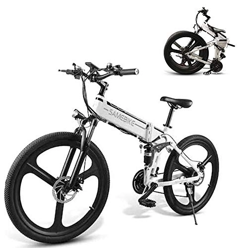 Bici elettriches : SAMEBIKE Bicicletta elettrica LO26 pieghevole per mountain bike per adulti 26 pollici Colore bianco