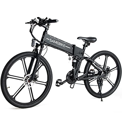 Bici elettriches : SAMEBIKE LO26-II bicicletta elettrica per adulti 48V 10.4AH Ebike 26 pollici pieghevole bici elettriche da montagna con SHIMANO 21 velocità Display LCD a colori nero