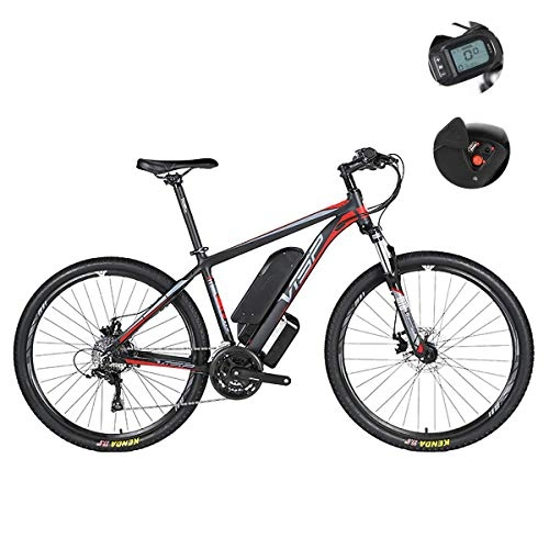 Bici elettriches : SanQing Mountain Bike elettrica, Freno a Doppio Disco Ibrido a 24 velocit per Tutte Le Strade, con interfaccia di Ricarica USB e misuratore LCD55 Intelligente sensibile all'Acqua IP54, Red, 48V29IH