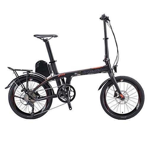 Bici elettriches : SAVADECK E6 - Bicicletta elettrica pieghevole in carbonio, da 20", 250 W, telaio in carbonio, con cambio Shimano Sora 9 e batteria agli ioni di litio Samsung rimovibile da 36 V / 8, 7 Ah