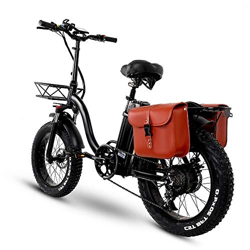 Bici elettriches : SAWOO Bicicletta Da Neve Pieghevole Elettrica Y20, Motore Da 500 W, Batteria Da 48 V 15 Ah, Mountain Bike Da 20 Pollici Fat Bike, Bici A Pedalata Assistita Con Cestino