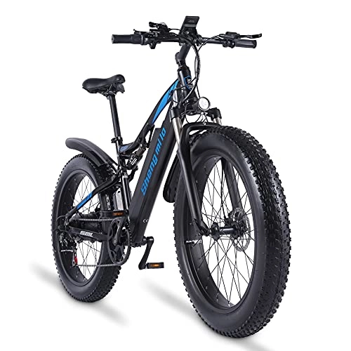 Bici elettriches : Sheng Milo MX03 bicicletta elettrica 26 pollici, mountain bike 1000W, bici elettrica da montagna da neve da spiaggia da fondo 48V, batteria al litio rimovibile 17Ah, pneumatici 4.0 grassi