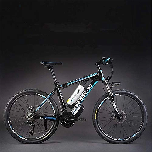 Bici elettriches : SMLNUO 27 velocit 26 Pollici Bicicletta elettrica, 350W / 500W 48V 10Ah in Lega di Alluminio Mountain Bike, Freno a Disco Idraulico Anteriore e Posteriore (Blue, 350W)