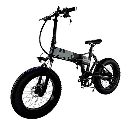 Bici elettriches : sunyu Pneumatico Grasso Bici elettriche 20 Pollici Mini Nevaio Auto Batteria per Adulti 350w 36v 10AH velocità variabile Bicicletta Nero