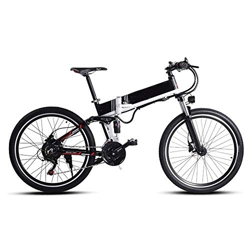 Bici elettriches : Syxfckc Pieghevoli elettrici Biciclette elettriche Biciclette for Adulti 26 Pollici, con Il Sedile Posteriore batterie di Litio-Ione 48V 500W e la velocità del Motore 21