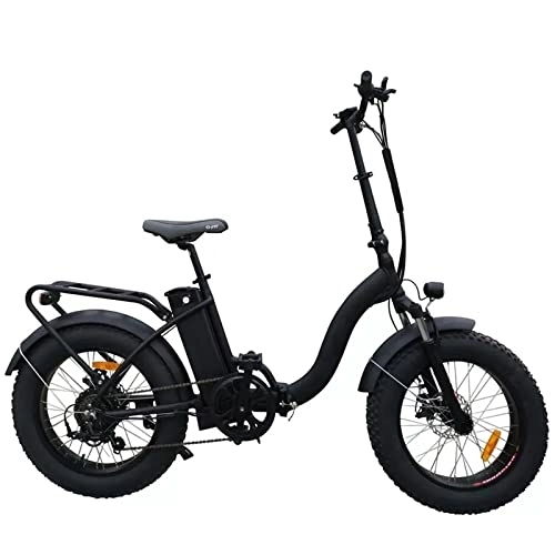 Bici elettriches : TABKER Bici elettrica Folding Electric Bike Fat Tyre Ebike For Adults Step Through Bicycle With Battery (Color : Schwarz)
