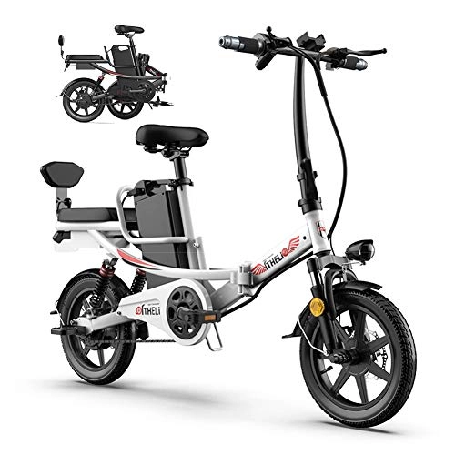 Bici elettriches : TANCEQI E-Bike Bicicletta Elettrica Pieghevole 350W Motor 14" Ruote Bici Elettrica con Telaio in Lega di Magnesio Leggero Regolabile per Adulti Città Pendolarismo Ciclismo All'aperto, Bianca