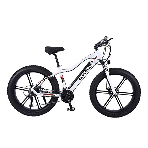 Bici elettriches : TANCEQI Mountain Bike Pneumatici 26" E-Bike Bici Elettrica con Motore Brushless da 350 W E 27 velocità Sospensione Forcella Anteriore Freni A Doppio Disco Bicicletta Elettrica per Adulto, Bianca