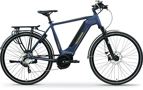 Bici elettriches : TechniBike TREKKING Bicicletta elettrica da uomo (Pedelec, bicicletta elettrica da trekking, 600 Wh batteria Continental Continental 48 V 250 Watt 70 Nm, altezza telaio 53 cm), blu opaco