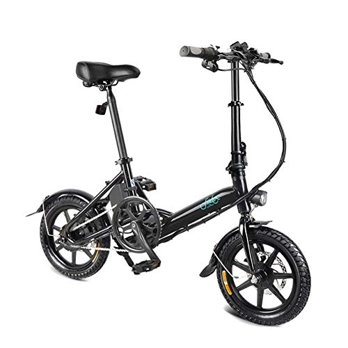 Bici elettriches : Teekit 1 PCS Electric Folding Bike Foldable Bicycle Double Disc Brake Portable for Cycling, Nero