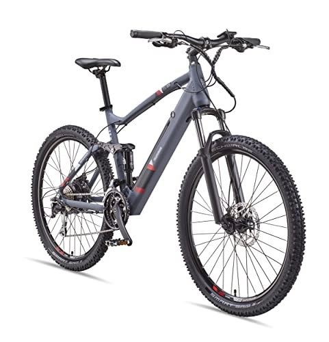 Bici elettriches : Telefunken Bicicletta elettrica da mountain bike in alluminio, cambio a catena Shimano Altus a 27 marce, Pedelec MTB 27, 5 pollici, motore posteriore 250 W, freni a disco, grigio, ascendente M935