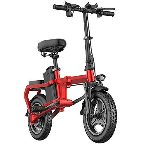 Bici elettriches : TGHY Bicicletta Elettrica Pieghevole per Adulti E-Bike con Trasmissione a Cardano 14" Motore 400W Pedalata Assistita Batteria Removibile da 48V Bici Elettriche da Città Spiaggia, Rosso, 35km