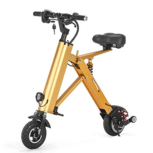 Bici elettriches : Tingyin, mini bicicletta elettrica pieghevole per adulti, batteria al litio a due ruote ad alta potenza portatile da viaggio dorato