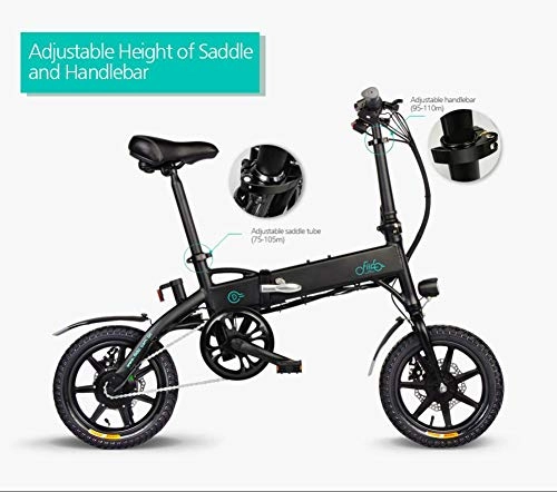 Bici elettriches : tomation Bicicletta elettrica Pieghevole FIIDO D1 - E-Bike Portatile Pieghevole Pieghevole - Motore da 250 W, 20-25 km / h - Pneumatico da 14 Pollici - Pendenza Fino a 30 Gradi - Batteria da Sale2019