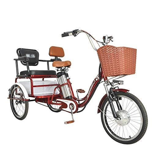 Bici elettriches : Triciclo elettrico con 3 ruote per adulti, macchina per visite turistiche, auto elettrica per uso domestico da 20 pollici, vecchio scooter, tipo a doppio sedile, può portare persone bicicletta