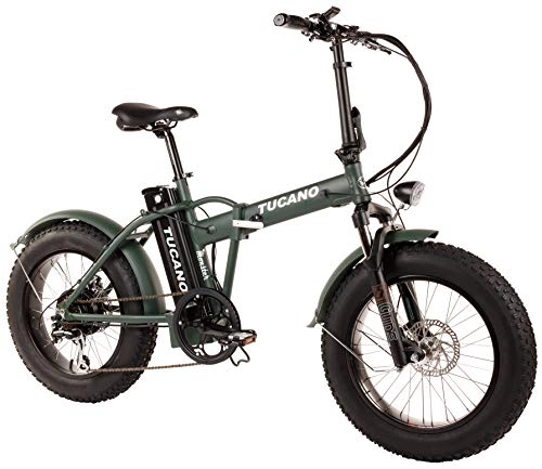 Bici elettriches : Tucano Bikes Monster 20Bicicletta elettrica Pieghevole Fat Bike 20"Motore: 500Wcon Display LCD con 9Livelli di Aiuto in Colore Verde Opaco