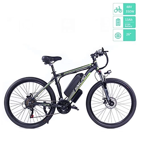Bici elettriches : UNOIF 26 '' Electric Mountain Bike con Rimovibile Grande capacità della Batteria agli ioni di Litio, 48V / 13Ah Ebike Città Bicicletta con 350W del Motore Brushless Posteriore per Adulti, Black Green