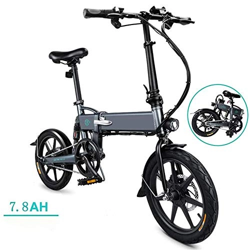 Bici elettriches : VBARV Biciclette elettriche Pieghevoli per Adulti，7.8 Ah 250 W 16 Pollici 36 V Leggero con fari a LED e 3 modalità Adatte per la Guida all'aperto in Città