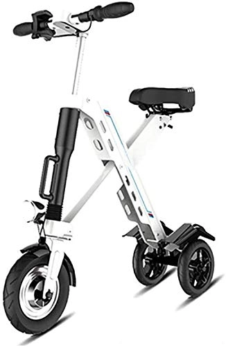 Bici elettriches : WANGCAI Adult Mini Auto elettrica Pieghevole Bicicletta elettrica, Telaio Lega di Alluminio a Due Ruote Mini Pedal Electric Car velocità Massima 25 km / (Color : White)