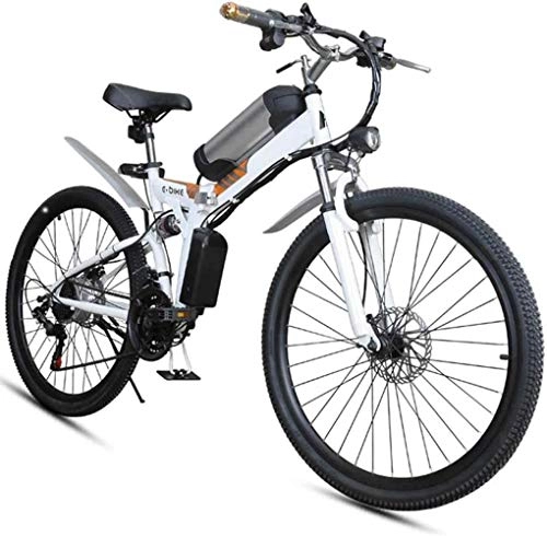 Bici elettriches : WANGCAI Bici elettrica Fat Tire Bike Neve 26 Pollici Pieghevole 12Ah Li-Batteria 21 velocità Beach Cruiser Mountain E-Bike con Sedile Posteriore
