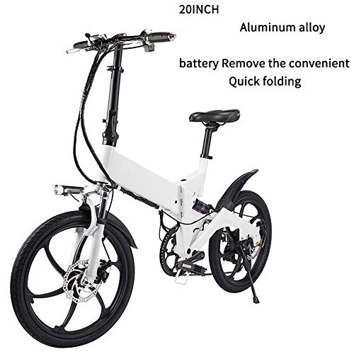 Bici elettriches : WANZIJING Bici20 Biciclette Pollici Fat Tire elettrici per Adulti, Rimovibile Batteria al Litio Impermeabile Facile memorizzazione Pieghevoli Biciclette, Bianca
