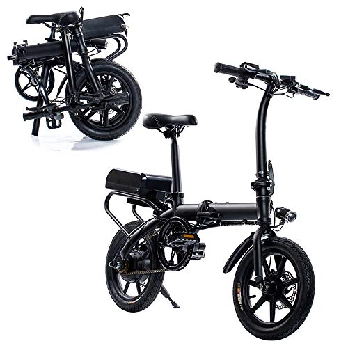 Bici elettriches : WANZIJING BiciBiciclette elettriche per Adulti, Nero 36V Connessione Motore Folding Bike E con Pedali di Alimentazione Assist per Adulto Unisex della Gioventù, 16AH