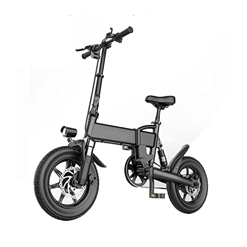 Bici elettriches : WASEK Bicicletta elettrica da 14 pollici, Scooter per adulti per biciclette, Bicicletta pieghevole elettrica, Mini bicicletta elettrica (Black 5.2A)