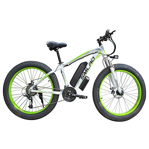 Bici elettriches : WFIZNB Mountain Bike elettriche per Adulti Uomini 2020 27 velocità 13Ah 48V 350W 26 Pollici Fat Tire Biciclette elettriche off-Road Bike, Verde