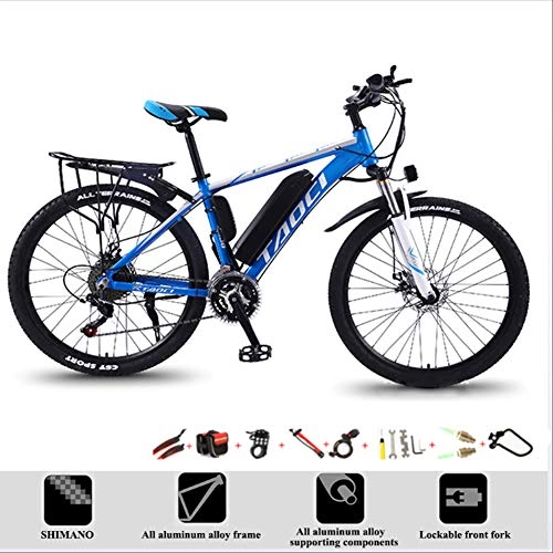 Bici elettriches : WFWPY Bicicletta Elettrica 26" Bici Elettrica da Citt / Àtrekking / Mountain Batteria Rimovibile agli Ioni di Litio da 36 V / 10Ah, 27 velocità Freni A Doppio Disco per pendolarismo in Città, Blu