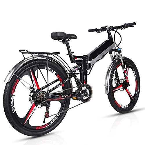 Bici elettriches : Wheel-hy Elettrica Pieghevole Bicicletta Mountain elettrica Bici Unisex, 350W 48V 10.4Ah, Shimano 21 velocit Freni a Disco