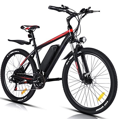 Bici elettriches : WIND SPEED Bicicletta Elettrica per Donna Uomo, Batteria 38V 10.4Ah, 250 W Motore E-Bike 26 / 27, 5 Pollici Con Shimano 21 Velocità Trekking E-MTB