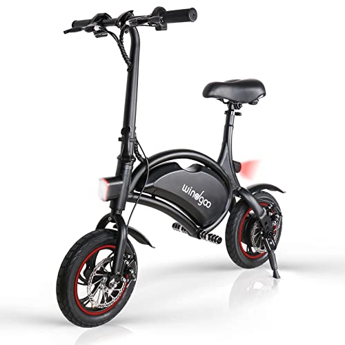 Bici elettriches : Windgoo Bicicletta Elettrica, Bici Elettrica Pieghevole, 36V 6.0AH Litio Batteria, Pneumatici da 12"Pieni d'aria, velocità Max 25km / h (Nero)