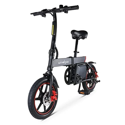 Bici elettriches : Windgoo Bicicletta Elettrica, Bici Elettrica Pieghevole, 36V 6.0AH Litio Batteria, Pneumatici da 14"Pieni d'aria, velocità Max 25km / h (B20-Black)